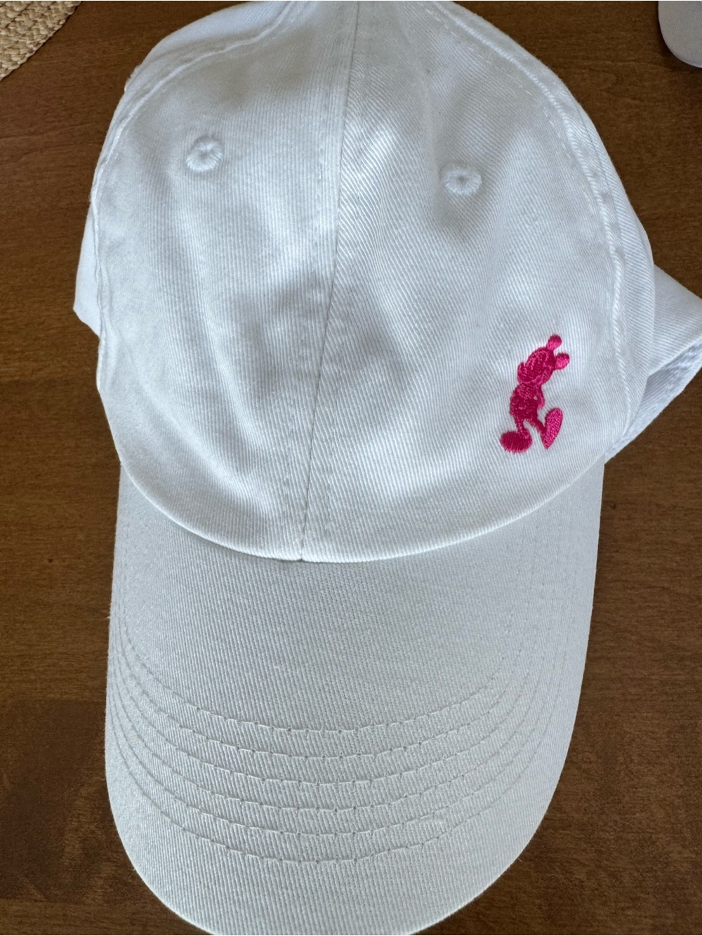 Disney White Baseball Cap with Pink Embroidered Mickey